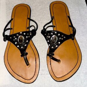 Limana Sandals, Large Crystals, Black